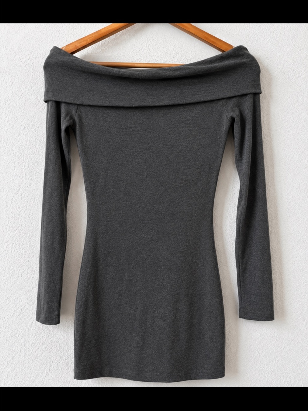 Off-the-Shoulder Long Sleeve Bodycon Dress — Black